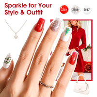 Gellen Quick Dry Nail Polish, 6Colors Christmas Red Gold Glitter Collection Regular Nail Polish Set No UV Light Needed for Finger Toe & Fake Nails Home Salon DIY Nail Art