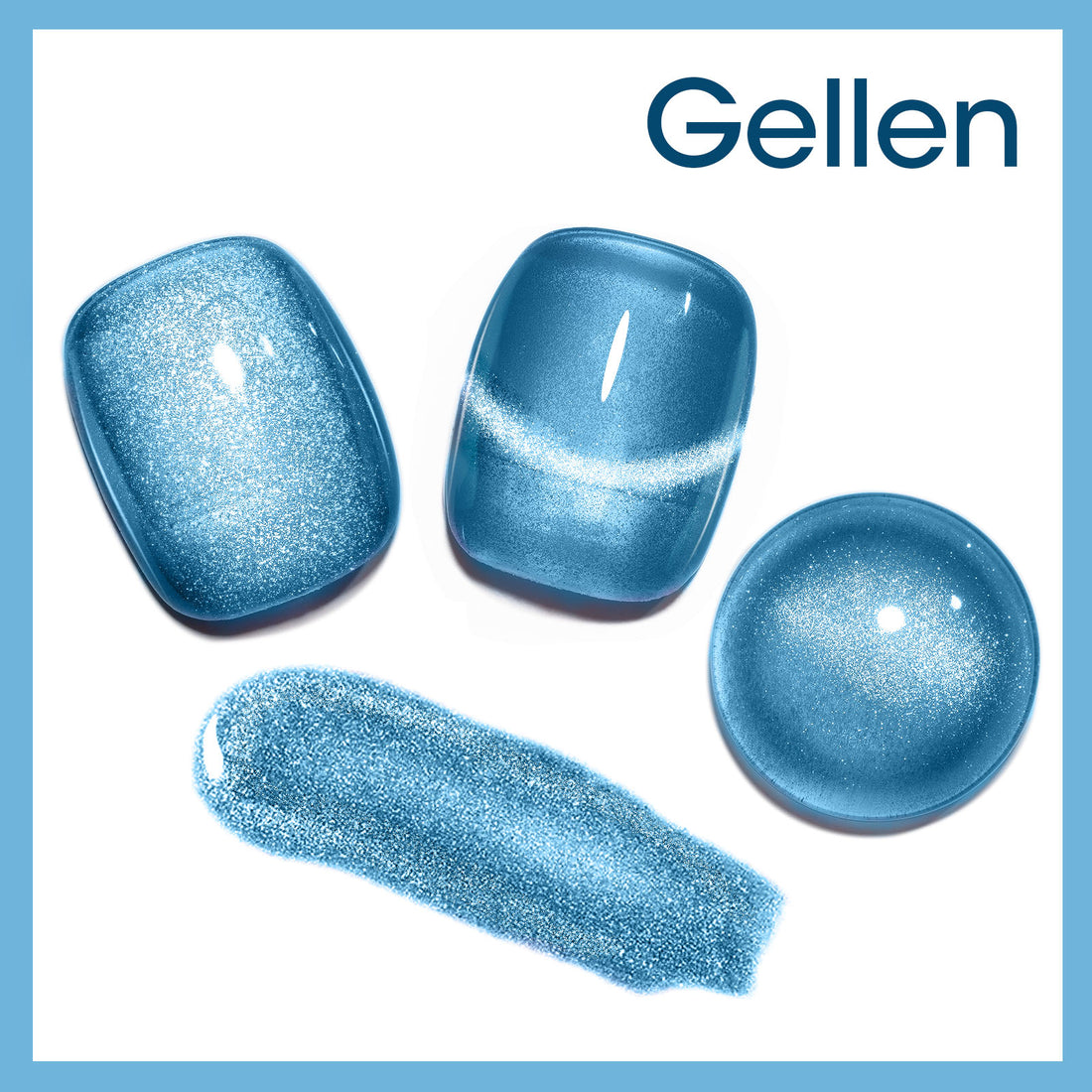 Gellen Cat Eye Gel Nail Polish, 18ml Gel Polish with Magnet Stick, Magnetic Shimmer Glitter Holographic Nail Polish Soak Off LED Gel for Nail Art DIY, Sea Blue