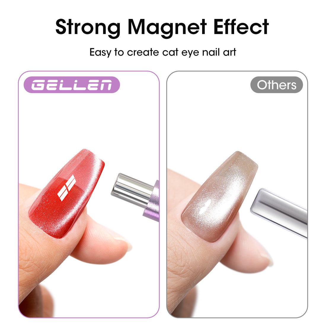 Gellen Double-Ended Cat Eye Magnet Stick, Dual Cat Eye Gel Nail Polish Sturdy Magnet Tool with Round Beads, Multifunctional Cat-Eye Nail Art Effect at Home Salon DIY