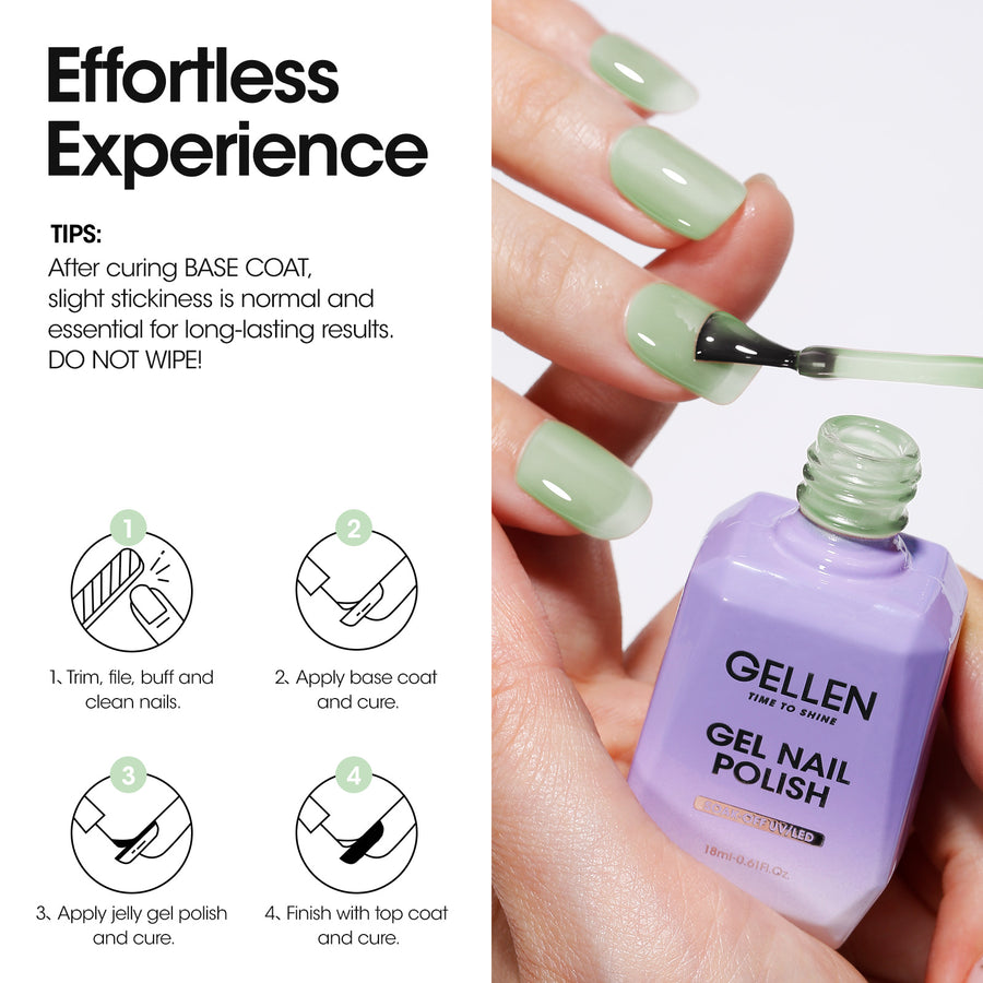 Gellen Jelly Gel Nail Polish, 18ML Sheer Pale Green Gel Polish UV Light Soak off Translucent Nail Polish Salon Manicure DIY Nail Art, Christmas Gifts for Women Girls