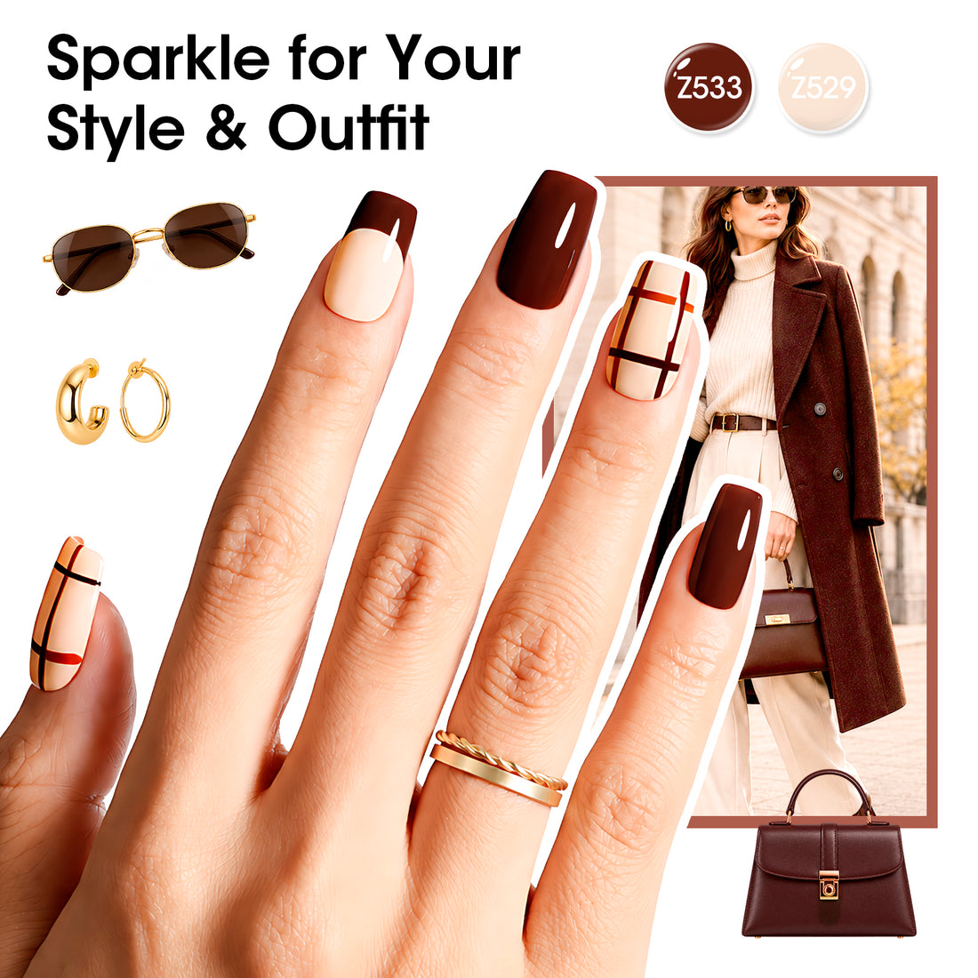 Gellen Quick Dry Nail Polish, 6Colors Neutral Coffee Brown Gradient Collection Regular Nail Polish Set No UV Light Needed for Finger Toe & Fake Nails Home Salon DIY Nail Art