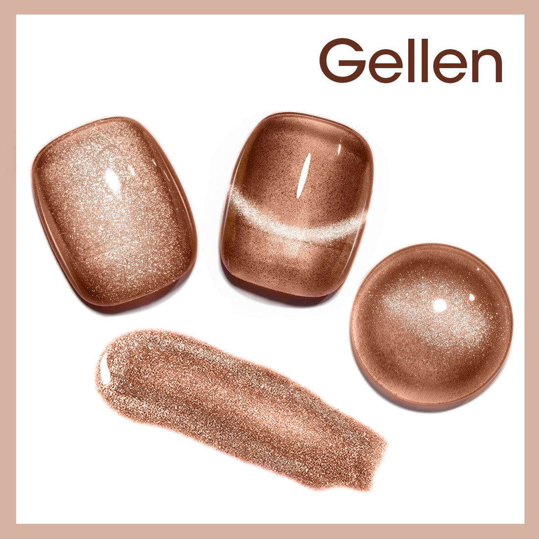 Gellen Cat Eye Gel Nail Polish, 18ml Gel Polish with Magnet Stick, Magnetic Shimmer Glitter Holographic Nail Polish Soak Off LED Gel for Nail Art DIY, Champagne Brown