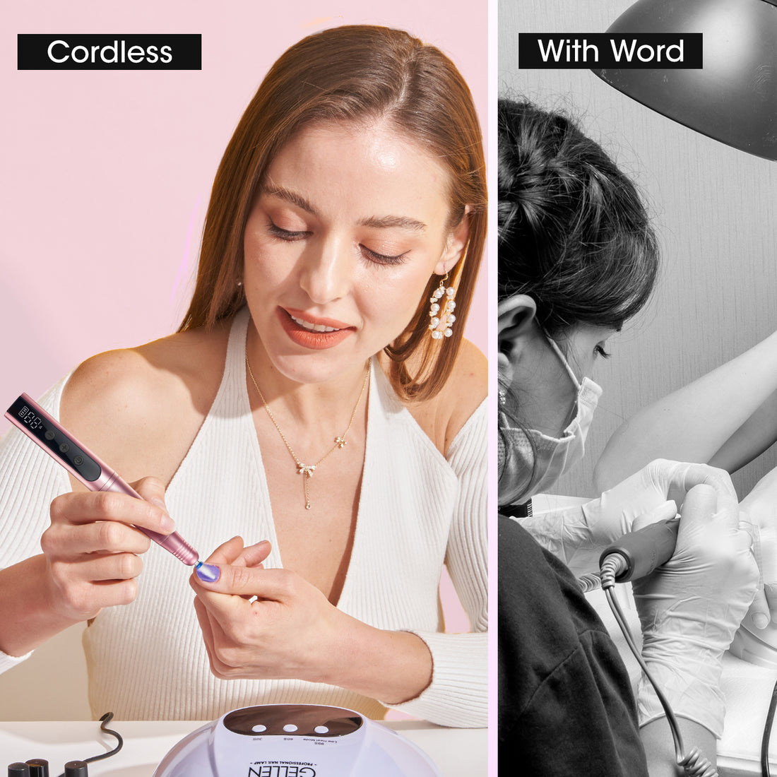 Gellen Cordless Electric Nail Drill, 11 in 1 Professional Nail File Kit, Rechargeable Pedicure Manicure Nail Drill Kit 35000 RPM Portable Efile Set