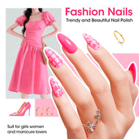 Gellen Nail Polish, Quick Air Dry 6 Colors Nail Lacquer Set Romantic Pink Nail Polish Set for Nail Manicure DIY Art Home, No UV Light Needed, 0.33 Fl.oz