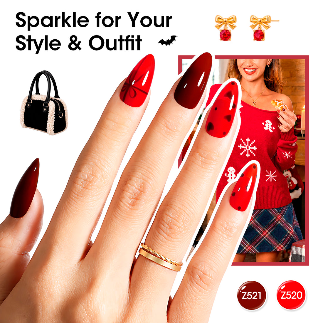 Gellen Quick Dry Nail Polish, 6Colors Red Wine Gradient Warm Collection Regular Nail Polish Set No UV Light Needed for Finger Toe & Fake Nails Home Salon DIY Nail Art