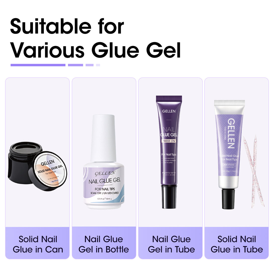 Gellen Nail Glue Remover for Press on Nails, 80ML Nail Glue Remover for UV Nail Glue, Non acetone Gentle Glue Off for Nails Glue False Tips
