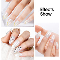Gellen Gel Polish Chrome Nail Powder Kit - 1Pc 18ml Milky White Gel Nail Polish and 1Pc Pearl Nail Chrome Powder, Iridescent Aurora Mirror Effect Pigment for Nail Polish Nail Art