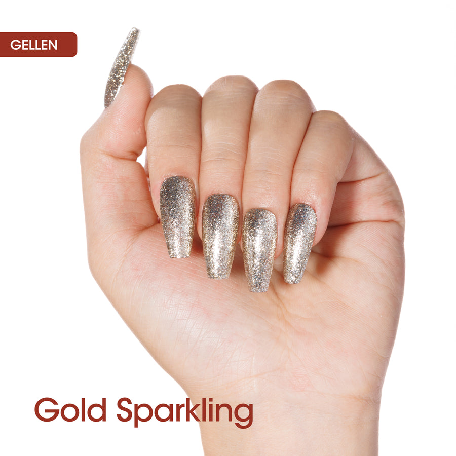 Gellen Brown Gel Nail Polish and Glod Glitter Gel Polish, 10ml Sparkle Silver Nail Polish Soak Off No Wipe UV Gel for Nail Art Salon Manicure DIY, Christmas Gifts for Women