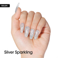 Gellen Black Gel Nail Polish and Sliver Glitter Gel Polish, 10ml Sparkle Silver Nail Polish Soak Off No Wipe UV Gel for Nail Art Salon Manicure DIY, Christmas Gifts for Women