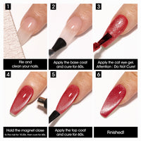 Gellen Cat Eye Gel Nail Polish Kit, 6 Colors Glitter Red Pink Cat Eye Gel Polish with Magnet, Soak off UV/LED Nail Gel Kit, Salon Nail Art Valentine Gifts for Women