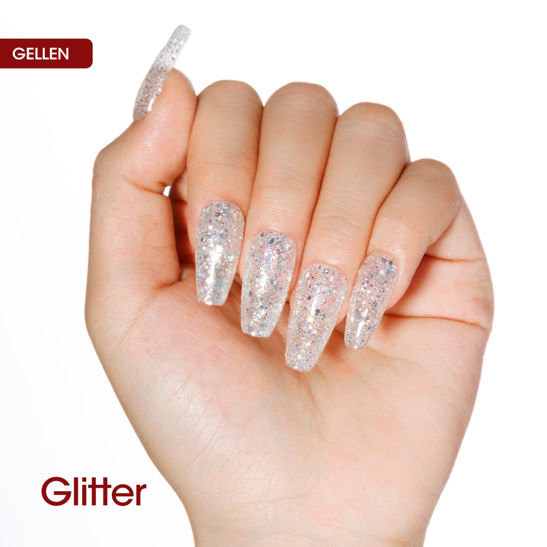 Gellen Red Gel Nail Polish and Sliver Glitter Gel Polish, 10ml Sparkle Silver Nail Polish Soak Off No Wipe UV Gel for Nail Art Salon Manicure DIY, Christmas Gifts for Women