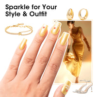 Gellen Nail Polish, Quick Dry 3 Colors Metallic Sliver Gold & Base Top Strengthener 3-in-1 Nail Polish Set Xmas Halloween Nail Lacquer Set, Gift for Women Home Nail Art, No UV Light Needed, 0.33 Fl.oz