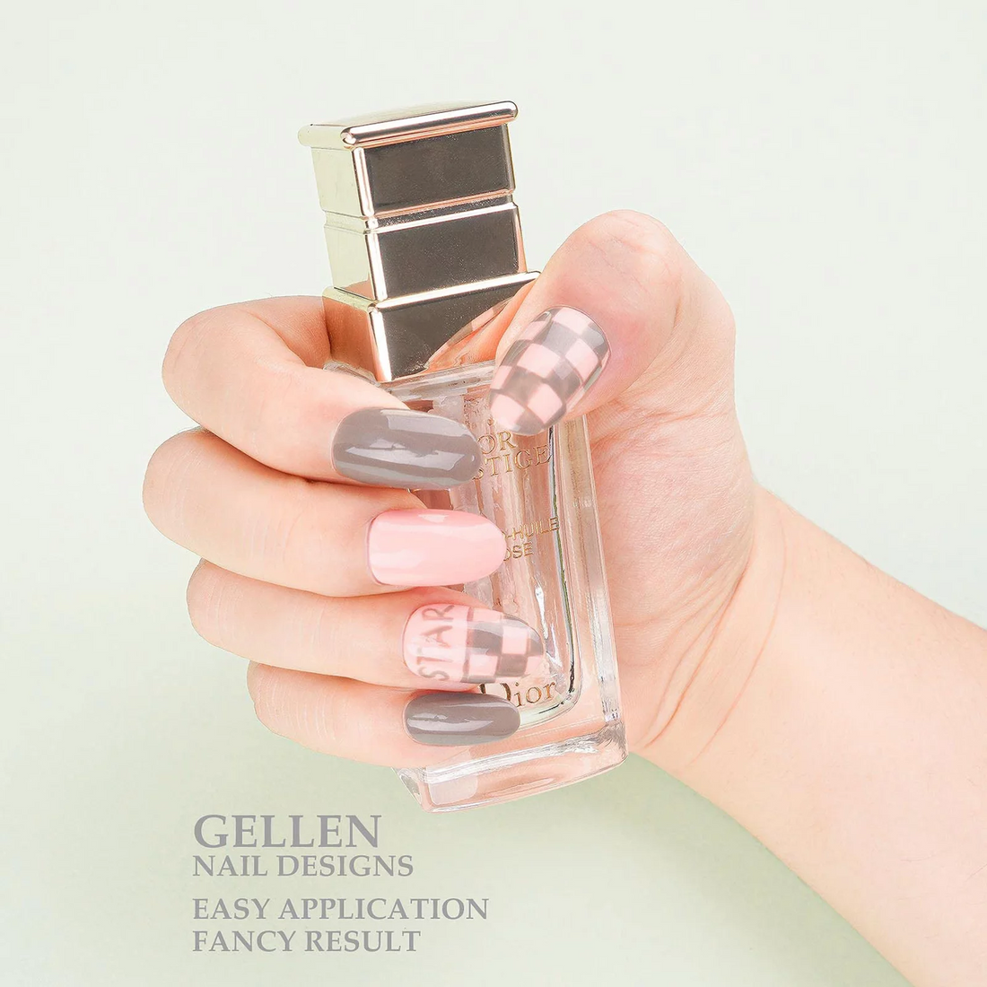 Gellen Gel Nail Polish Kit with Black White Grey Gel Polish, Glitter Pink Nail Polish, Soak off Gel Nail Kit for DIY Home Gel Manicure Set, 6 Colors Gel Nail Polish Kit for Nail Art