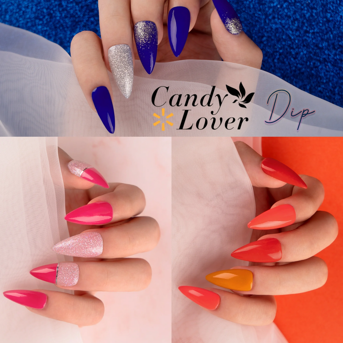 Candy Lover Dip Powder Nail Dip Powder Set, 12 Nail Dip Colors, Holiday Colors Collection Dipping Powder, Red Yellow Orange Green Blue Glitter Dip Manicure