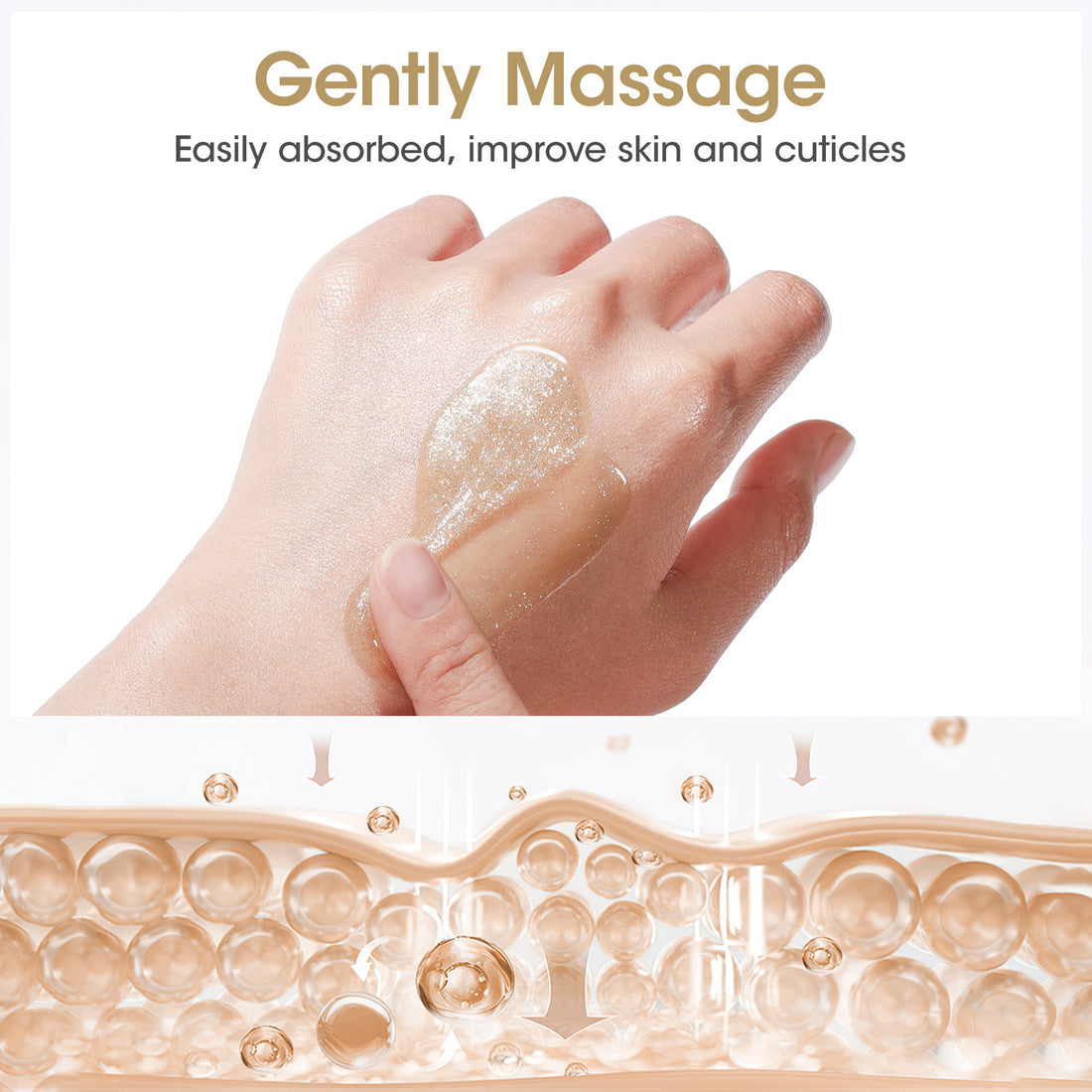 Gellen Nail Cuticle Oil for Growth and Strength, 15ml Vitamin E Nail Nourishing Oil for Hydrating, Moisturizing, Strengthening, Cuticle and Skin Nail Care for Women, Jasmine Scent, Gold Shimmer