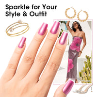 Gellen Nail Polish, Quick Dry 3 Colors Metallic Magenta Purple & Base Top Strengthener 3-in-1 Nail Polish Set Xmas Halloween Nail Polish Gift for Women Home Nail Art, No UV Light Needed, 0.33 Fl.oz