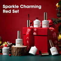 Gellen Red Gel Nail Polish Set, 6 Colors Winter Christmas Burgundy Red Bloody Red Glitter Gel Polish, No Wipe Soak Off Glossy UV Gel for DIY Nail Art Salon Manicure, 10ml/0.33oz