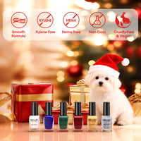Gellen Nail Polish, Quick Air Dry 6 Colors Nail Lacquer Set Festive Xmas Nail Polish Set for Nail Manicure DIY Art Home, No UV Light Needed, 0.33 Fl.oz