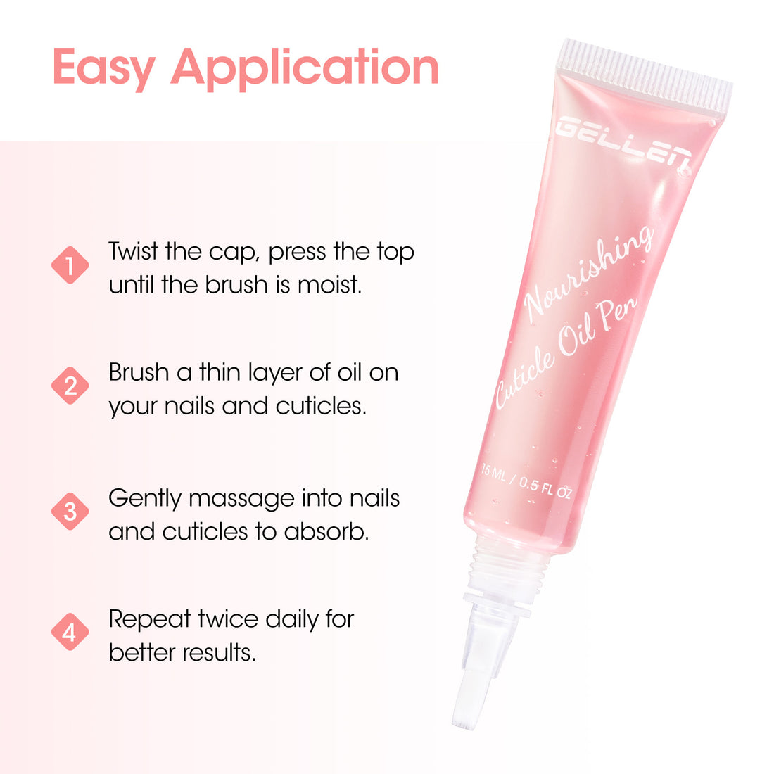 Gellen Cuticle Oil, Nourishing Nail Growth Oil Pen | Rich with Jojoba Oil & VE Soften Cuticles Strengthen Healthier-Looking Nails, Brush Applicator, Pro Care for Nails & Dry Hands, Strawberry Scent