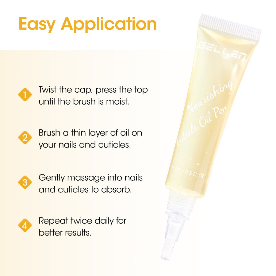 Gellen Cuticle Oil Pen for Nails, Vanilla Nourishing Nail Growth Oil, Jojoba & VE, Soften Cuticles Nails Strengthening, Leak-free Brush Applicator, Pro Nail Care for Brittle Dry Hands