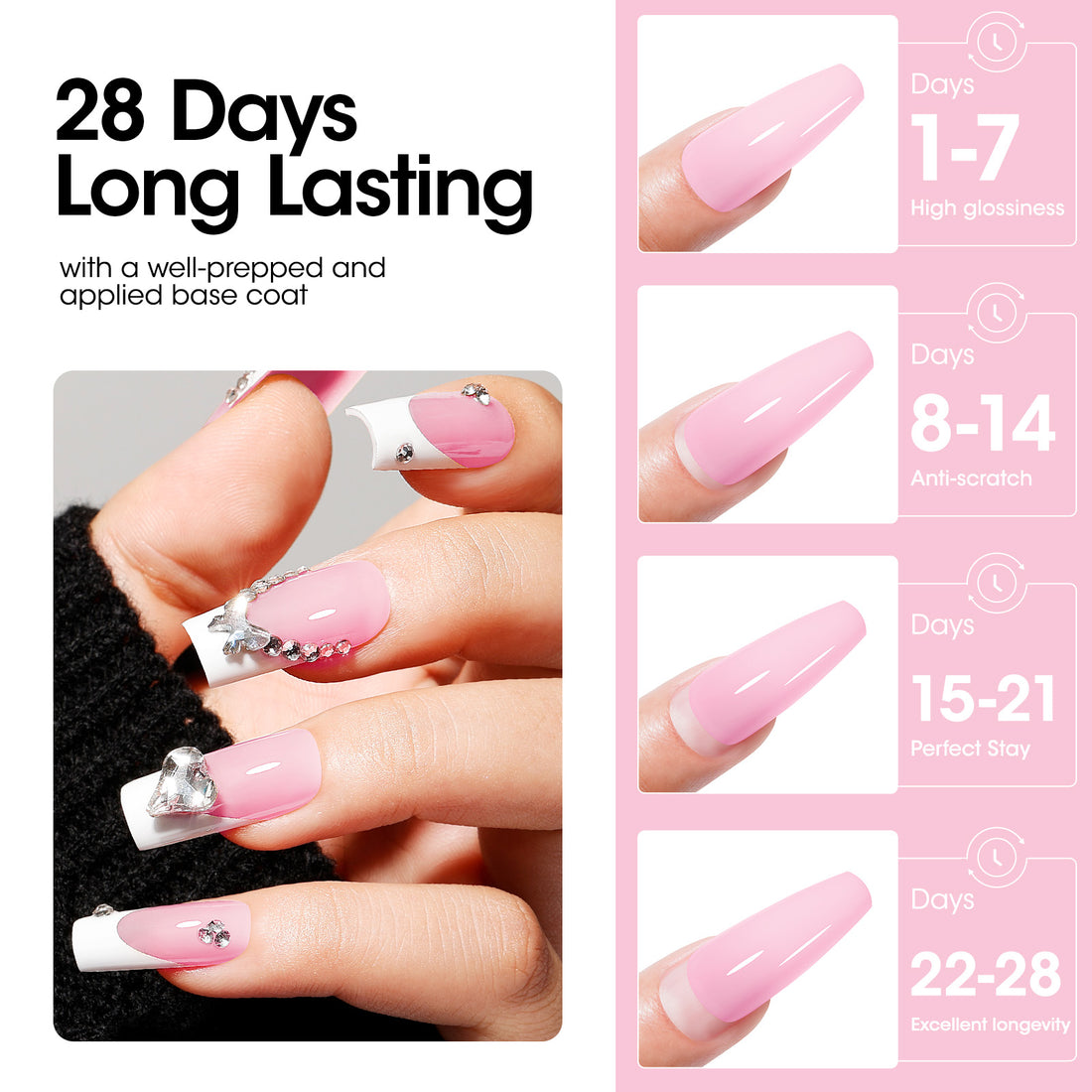Gellen Poly Gel Nail Extension Gel, 60g Baby Pink Builder Nail Gel Long Lasting Trendy Nail Art Design for Salon Manicure Beginner Easy DIY