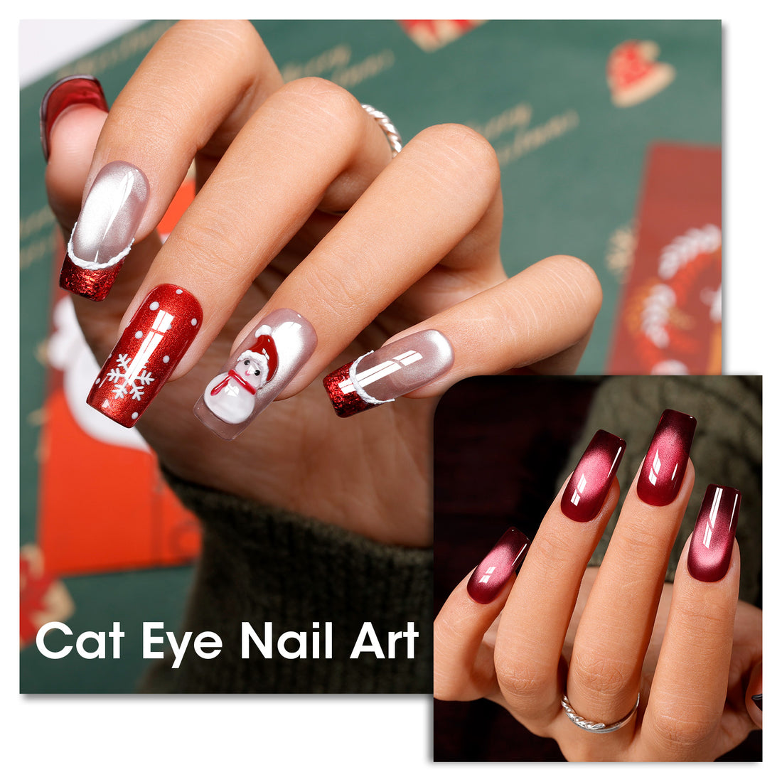 Gellen Double-Ended Cat Eye Magnet Stick, Dual Cat Eye Gel Nail Polish Sturdy Magnet Tool with Round Beads, Multifunctional Cat-Eye Nail Art Effect at Home Salon DIY