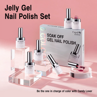 Candy Lover Jelly Gel Nail Polish, 6 Translucent Jelly Sheer Red Pink Brown Colors Nail Polish, UV Nail Polish Gel