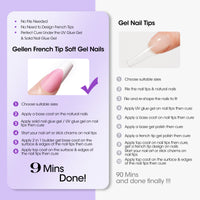 Gellen French Tips Gel Nail Kit - 240 Pcs Pink Almond, Salon Acrylic Nail Kits Including Gel Top Coat and Base Coat, UV Lamp, Solid Nail Glue Gel, Nail Charms for French Tip Manicure