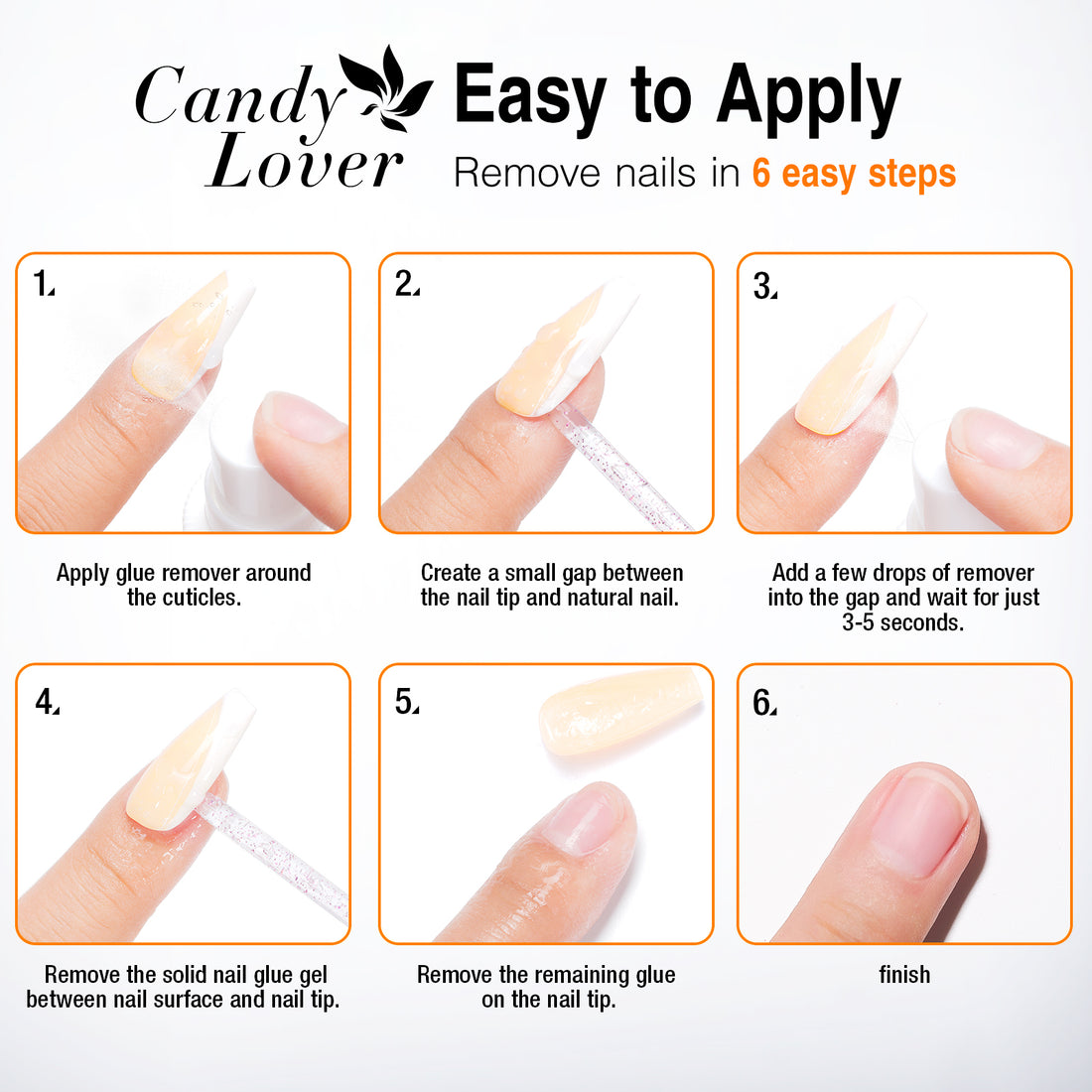 Candy Lover Nail Glue Remover, 60ML Gel Nail Glue Remover for Press On Nails, Easy Remove Solid Nail Glue Gel On Fake Nail Tips