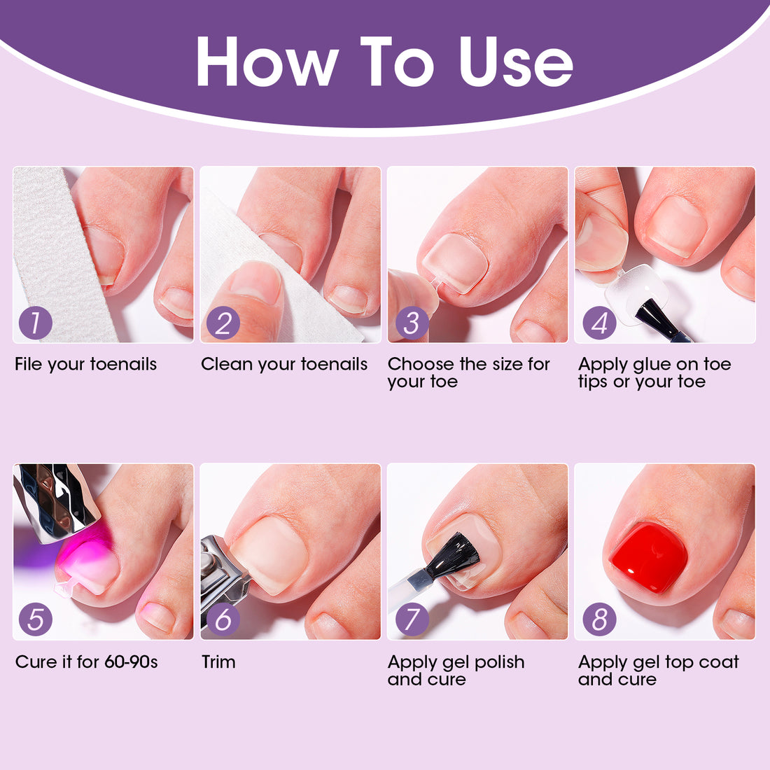 Gellen Soft Gel Toenail Tips, 12 Sizes Full Cover Press On Toenails, 300pcs Matte Short Square Fake Toe Nails Easy Handle for Fast Pedicure
