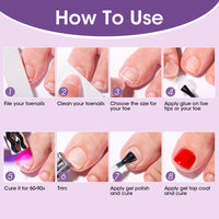Gellen Soft Gel Toenail Tips, 12 Sizes Full Cover Press On Toenails, 300pcs Matte Short Square Fake Toe Nails Easy Handle for Fast Pedicure