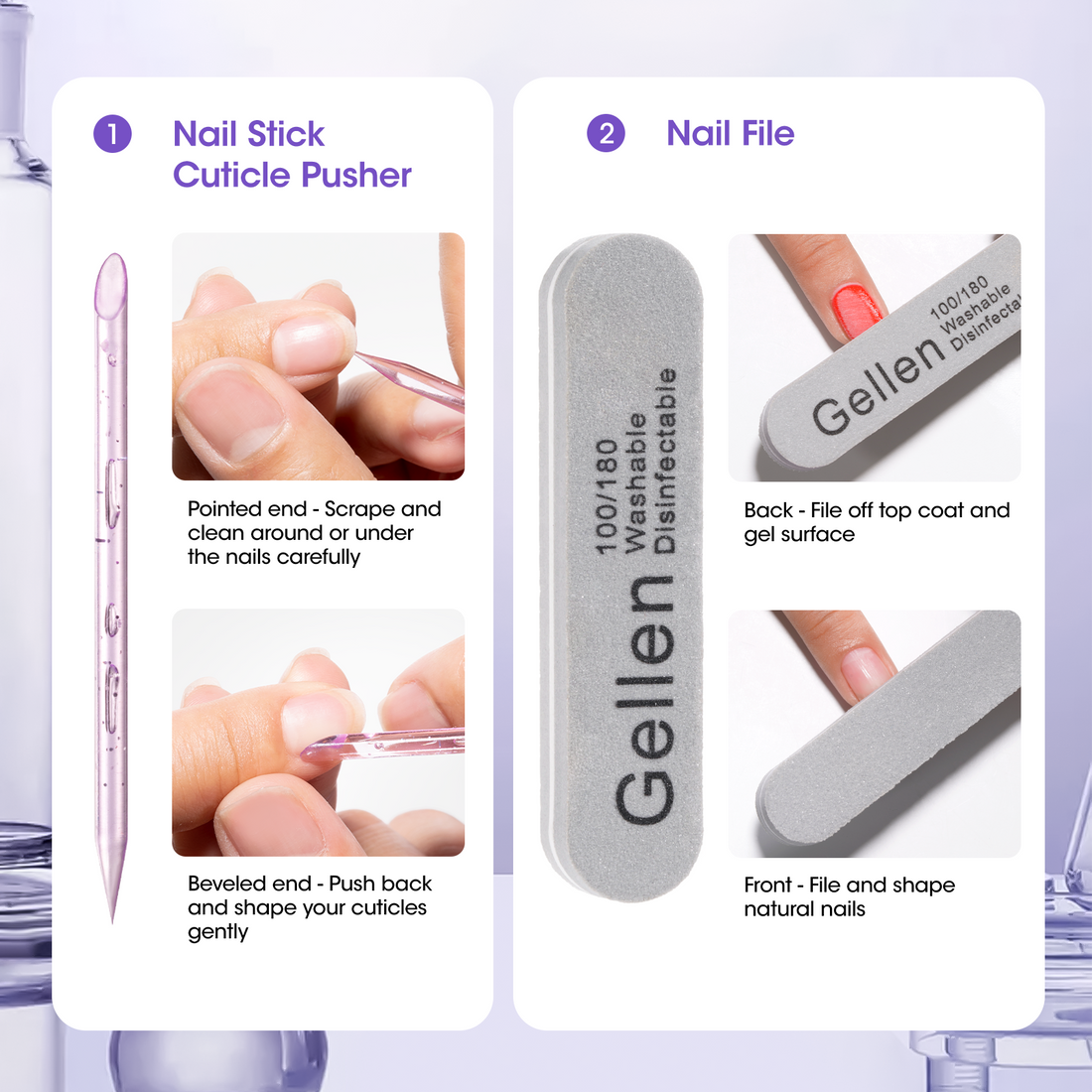 Gellen Nail Dehydrator and Primer Set, 18ML Hema-free Air Dry Nails Prep Dehydrate & Acid-free Bond Primer System Kit for Long Lasting Gel Nail Polish Acrylic Press-ons Nail Art Supplies