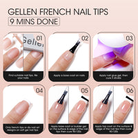 Gellen French Tips Press on Nails - 150 Pcs Brown Medium Square, Salon Acrylic Press on Nails Soft Gel Nail Tips, 15 Sizes Fake Nails Full Cover Tips for Nail Art