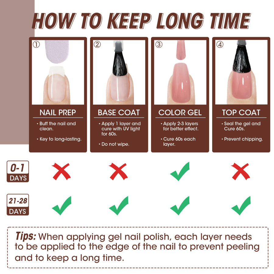 Gellen Brown Jelly Gel Nail Polish, 6 Colors Amber Nude Pink Gel Polish Set Light Brown, Nude Beige Soak Off Nail Gel Kit for Fall Winter Nail Art Home Diy Manicure