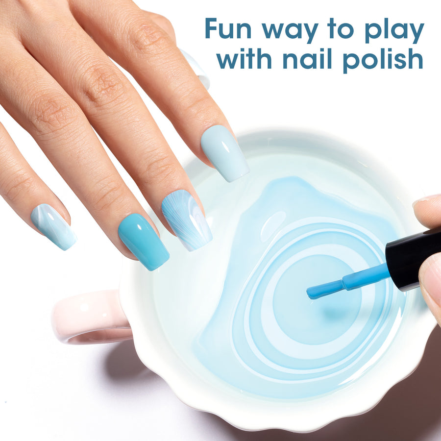 Gellen Nail Polish, Quick Air Dry 6 Colors Nail Lacquer Set Summer Ocean Blue Trendy Nail Polish Kit for Nail Manicure DIY Art Home, No UV Light Needed, 0.33 oz Each Bottle