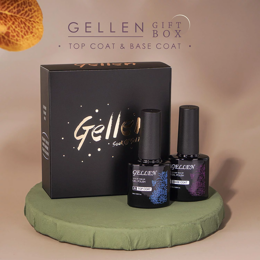 Gellen 2 Pcs 10ml No Wipe Gel Top Coat and Base Coat Kit - Long Lasting Soak off LED Nail Lamp Gel Nail Set Gifts for Women