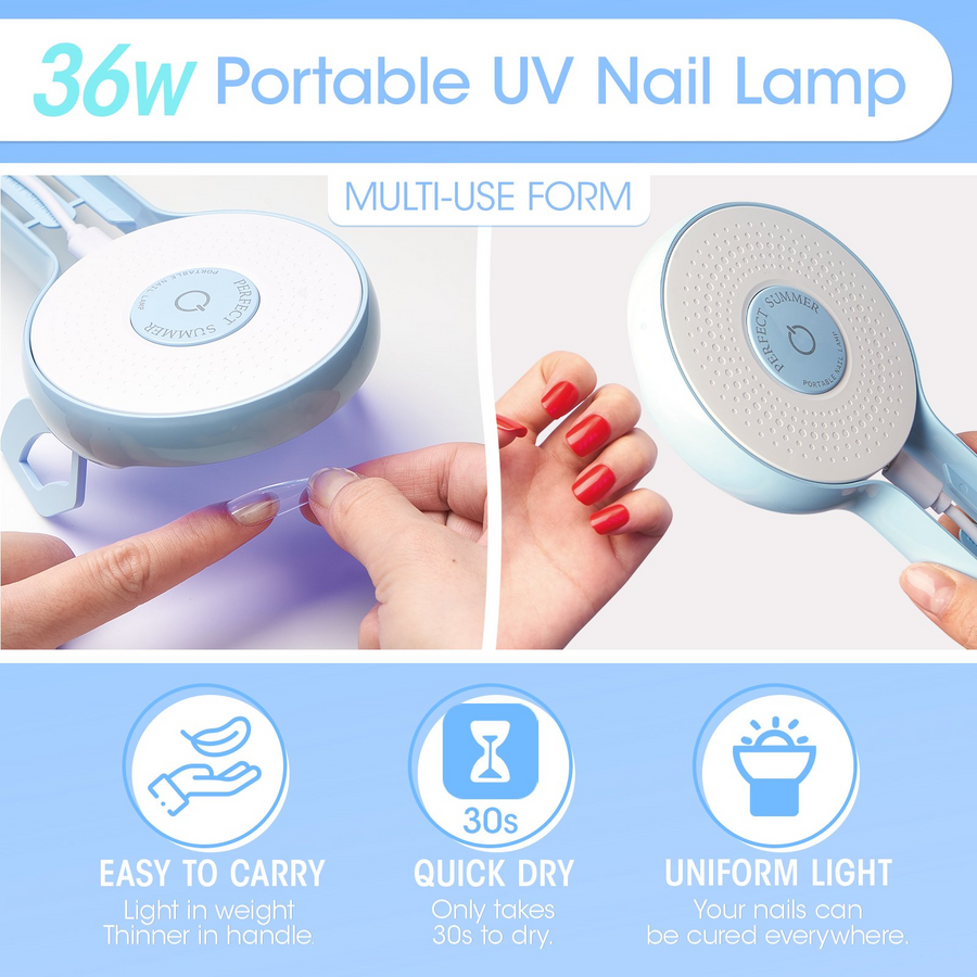 Perfect Summer Nail Tips and Glue Gel Kit, Acrylic Nail Kit with 504Pcs Almond Clear False Nails, 36W UV LED Nail Lamp, 2 in 1 Nail Glue Gel, Nail Art Tools, Gel Nail Extension Kit, Manicure Gift Set