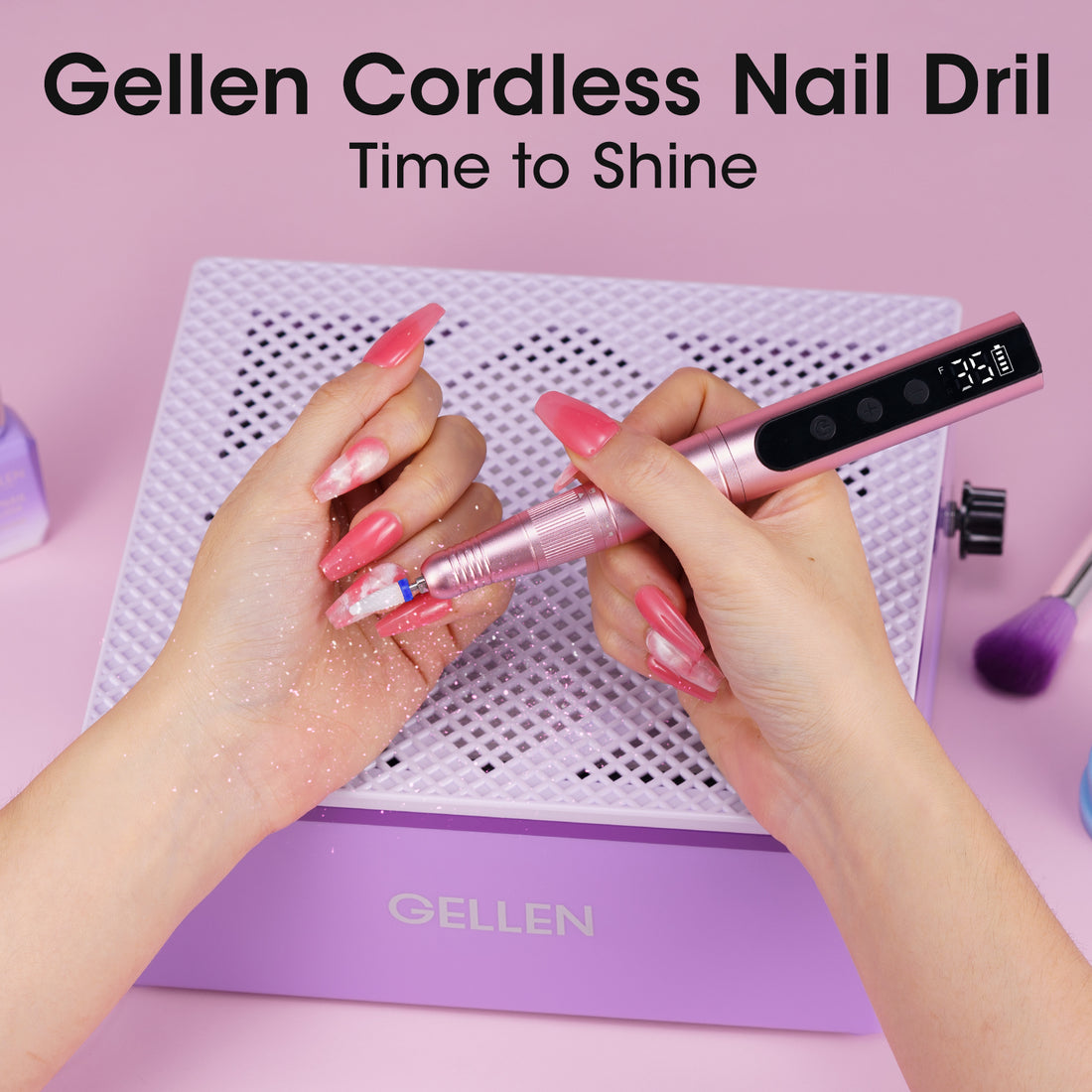 Gellen Cordless Electric Nail Drill, 11 in 1 Professional Nail File Kit, Rechargeable Pedicure Manicure Nail Drill Kit 35000 RPM Portable Efile Set