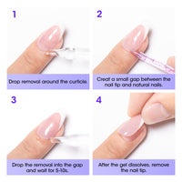 Gellen Nail Glue Remover for Press on Nails, 80ML Nail Glue Remover for UV Nail Glue, Non acetone Gentle Glue Off for Nails Glue False Tips