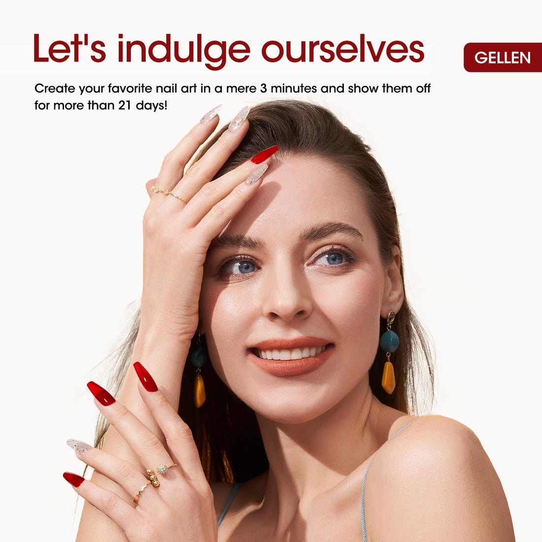 Gellen Red Gel Nail Polish and Sliver Glitter Gel Polish, 10ml Sparkle Silver Nail Polish Soak Off No Wipe UV Gel for Nail Art Salon Manicure DIY, Christmas Gifts for Women