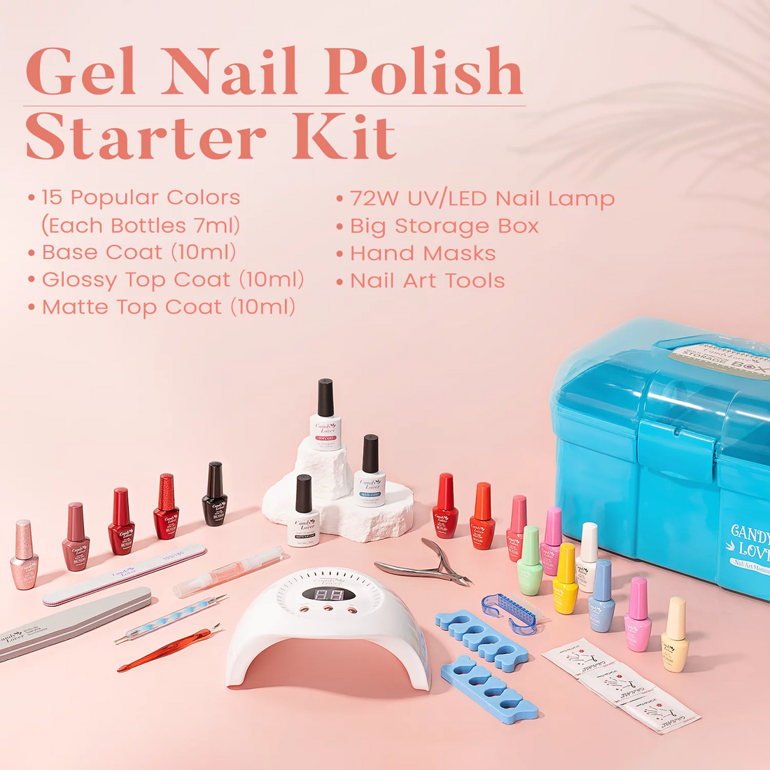 Candy Lover Gel Nail Polish Kit with UV Lamp, 72W Nail Dryer, 15 Colors Quick Dry Long-lasting Gel Nail Polish, Gel Nail Polish Sets, Nail Polish Kit for Teen Girl Lady Womens Manicure DIY Nail Gift