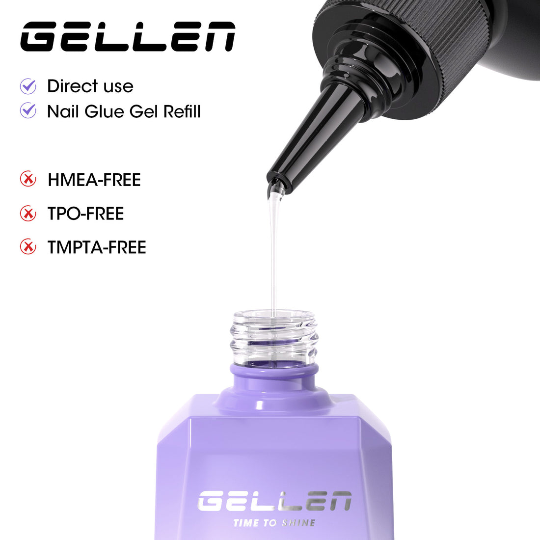 Gellen 100ML Nail Glue Gel for Nail Tips, 4-in-1 UV Light Needed Nail Gel As Base Gel, As Rhinestone Glue for Nail Art, As Nail Tips Glue for Press on Acrylic and False Nails and As Strengthener Gel