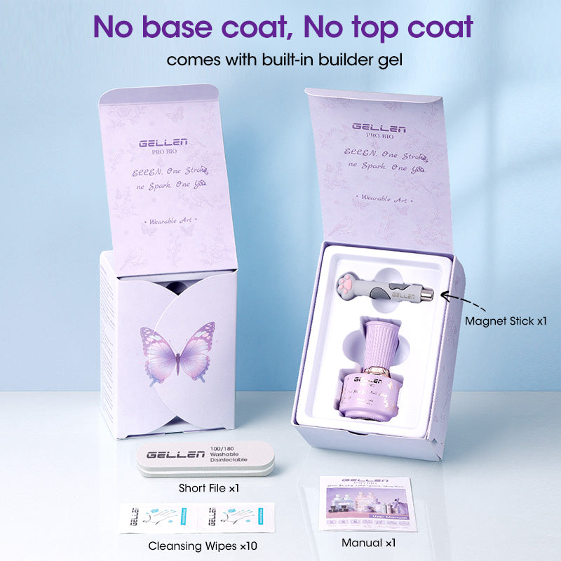 Gellen One Step Cat Eye Gel Nail Polish, 5-in-1 Magnetic Gel Polish Set, UV Lamp Needed Cured, No Base Top Needed, DIY Manicure for Women Beginners, 03 Sheer Nude Pink Opal