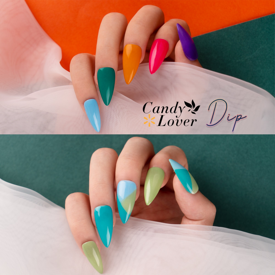 Candy Lover Dip Powder Nail Dip Powder Set, 12 Nail Dip Colors, Holiday Colors Collection Dipping Powder, Red Yellow Orange Green Blue Glitter Dip Manicure