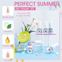 Perfect Summer Gel Nail Polish Kit, 20 Candy Green Blue Pink Colors with No Wipe Glossy Matte Top Coat Base Coat, Soak off UV Gel for Home Salon Gift