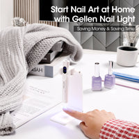 Gellen Portable Mini UV Light for Gel Nails, Handheld UV Nail Lamp with Base, 3 Timer Settings & LCD Display, Fingernails Curing Nail UV Light