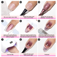 Gellen Cat Eye Gel Nail Polish, 18ML Dual Colour Natural Glitter Gel Polish Set, Soak off Nail Gel Polish At Home DIY Salon Use, Plum Pink