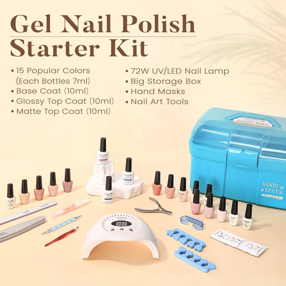 Candy Lover Gel Nail Polish Kit with UV Lamp, 72W Nail Dryer, 15 Colors Quick Dry Long-lasting Gel Nail Polish, Gel Nail Polish Sets, Nail Polish Kit for Teen Girl Lady Womens Manicure DIY Nail Gift