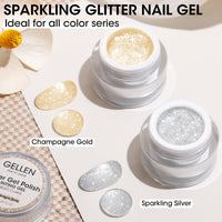 Gellen Glitter Gold&Sliver Gel Polish, Metal Platinum Reflective Painting Gel for Nails Drawing French-tip Floral Painted Liner Soak off UV/LED Cured for Salon DIY Nail Art