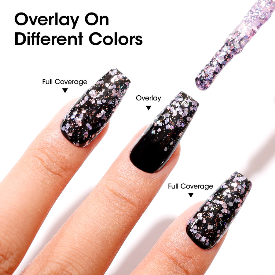 Gellen Nail Polish, Quick Dry 3 Colors Glitter Sliver Pink Green Nail Polish Set Xmas Halloween Nail Lacquer Set, Gift for Women Home Nail Art, No UV Light Needed, 0.33 Fl.oz